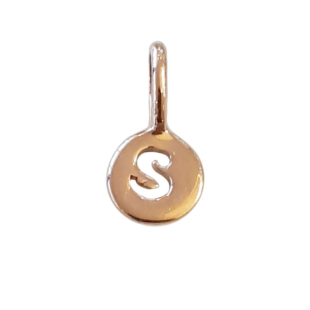 Lettre S : Mini Médaille « Mini Precious » en Or Rose 14 Carats